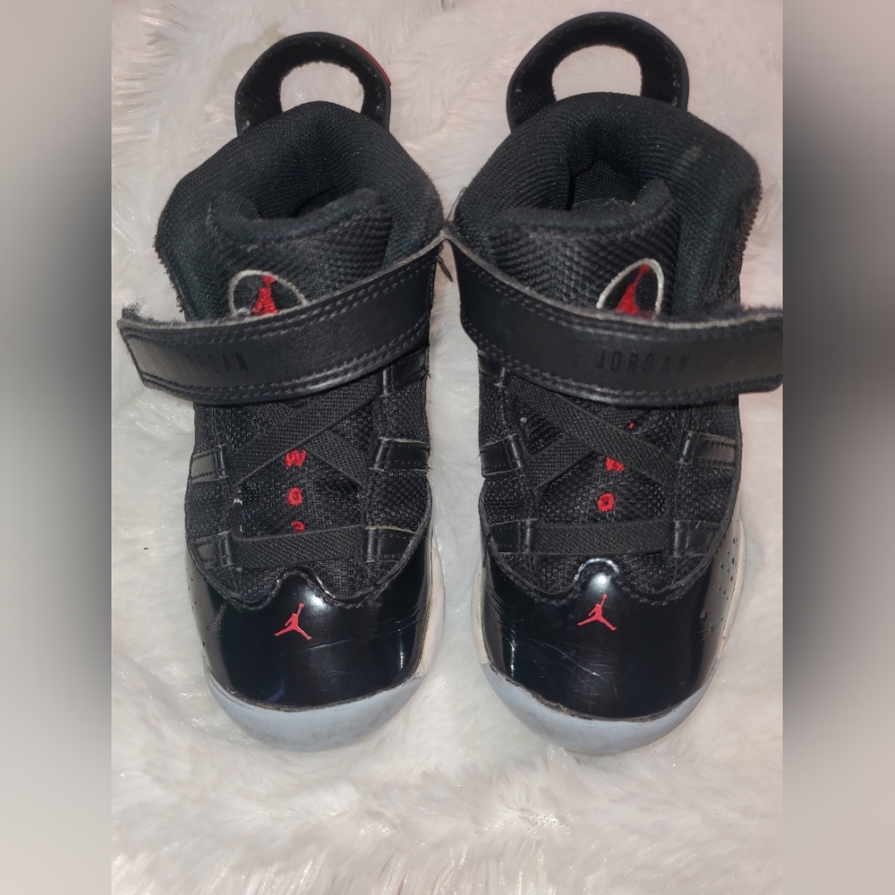 Nike 323420-064 Air Jordan 6 Rings TD Black Gym Red Kid Size 9C